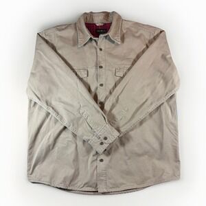 Eddie Bauer Tan Button Up Shirt Jacket Men's Tall XL Plaid Lined Cotton